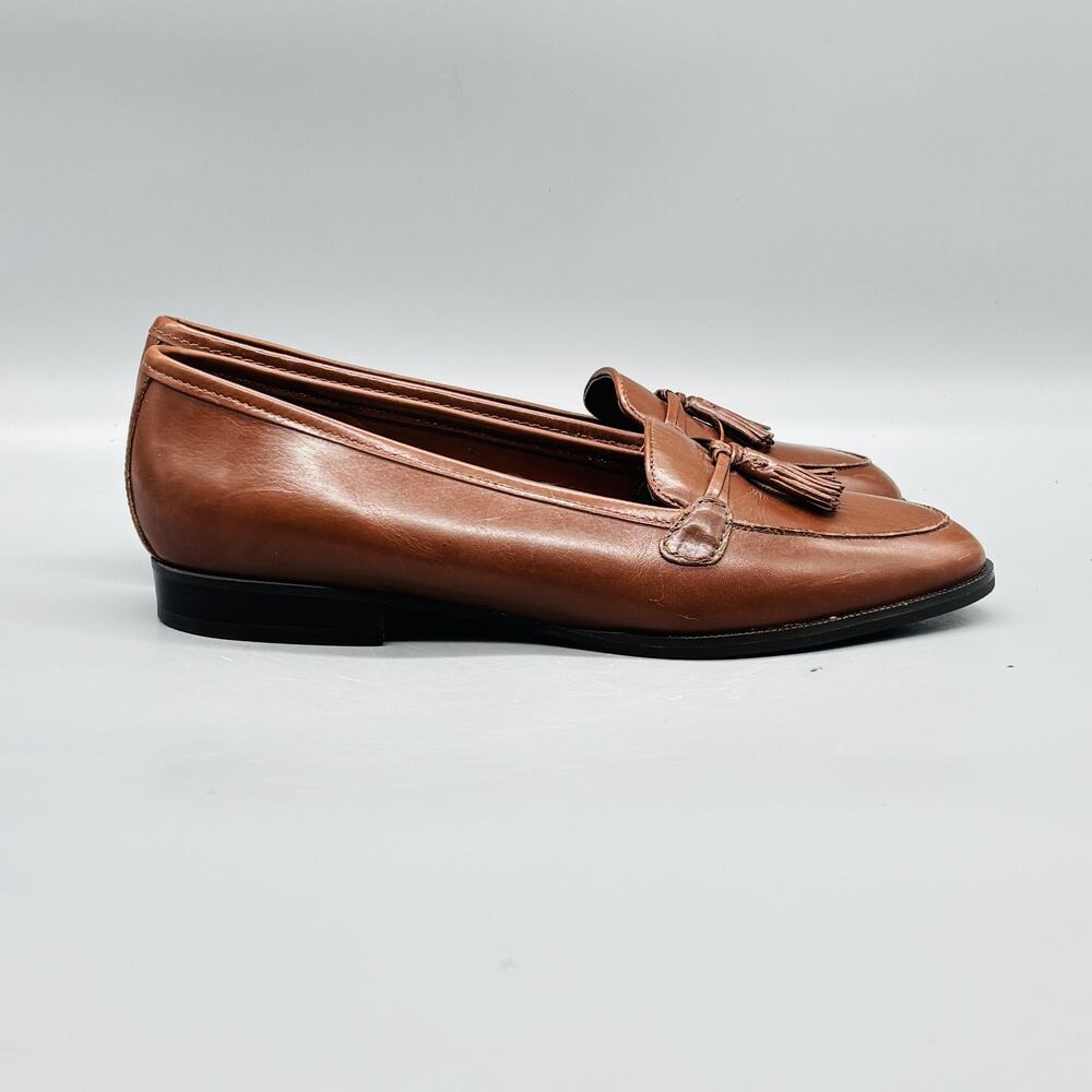 Etienne Aigner Shoes Womens 5.5 Brown Leather Tassel Loafers Flats Classic